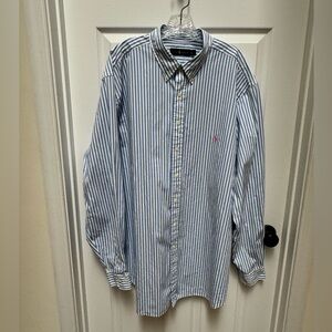 Ralph Lauren Long Sleeve Button Up Shirt Men's Big & Tall 2XLT blue stripe